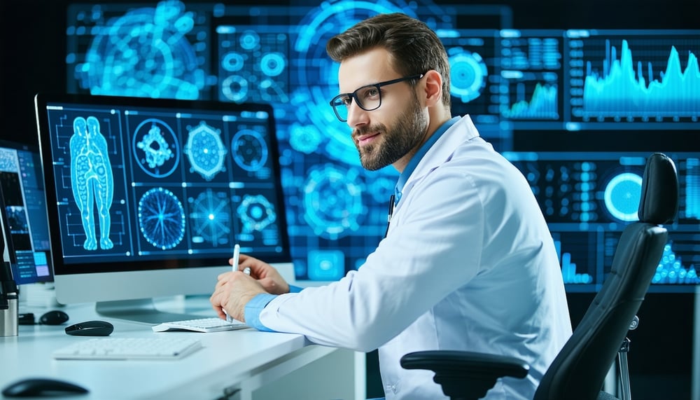Healthcare IT professional using automation software